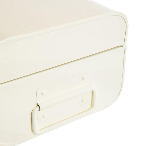 Visuel 3 du produit Coffre de rangement en tôle galvanisée ivoire à fermetures métal noires moyen modèle - 41 x 20,5 x 13,5 cm