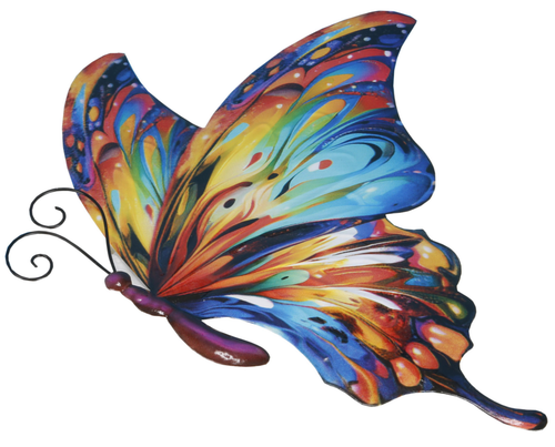 Visuel 1 du produit Papillon en métal multicolore Riviera décor C Profil grand modèle - 45 cm