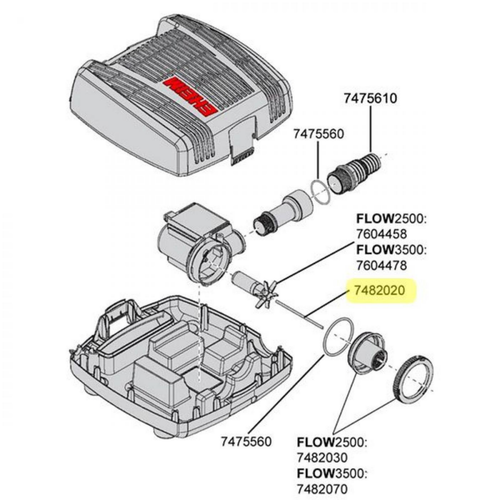 Visuel 2 du produit Axe avec embout pour pompe bassin Flow et Play - EHEIM - Modèle 2500/3500
