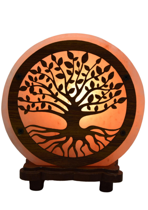 Visuel 1 du produit Lampe ronde orange au sel de l’Himalaya Idea for Project Arbre de la Vie