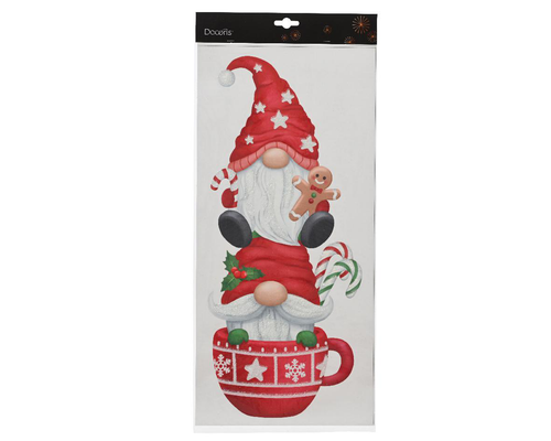 Visuel 1 du produit Décor de vitre gnome dans une tasse coloris rouge en plastique - 0,10 x 23 x 49 cm