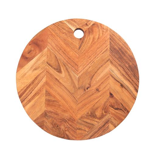 Visuel 1 du produit Planche à découper ronde en bois marron Chevron - Ø 35 cm