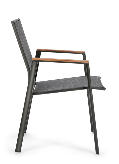 Visuel 4 du produit Fauteuil Capucine coloris gris en bois en aluminium et teck - 59 x 61 x 88 cm