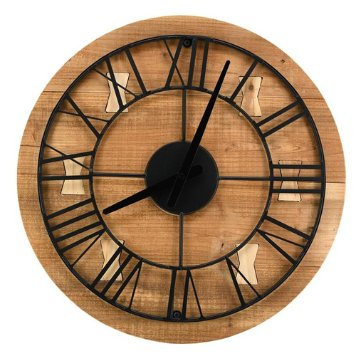 Visuel 1 du produit Horloge en bois recyclÃ© et mÃ©tal noir - Ã˜ 45 cm