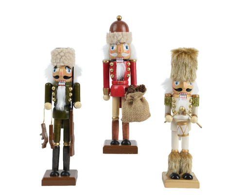 Visuel 1 du produit Casse-noisette à poser en bois de pin avec bonnet en fourrure - 9 x 7 x 38 cm