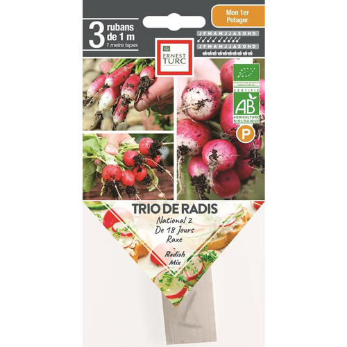 Visuel 1 du produit Graines présemées de trio de radis bio Ernest turc - 3 rubans de 1 m