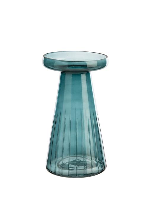 Visuel 1 du produit Vase bouton en verre décor lignes coloris vert - 16 x 9 cm