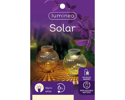 Visuel 3 du produit Lanterne solaire ronde coloris multicolore en verre - Ø 14 x 15 cm
