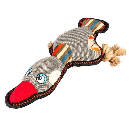 Visuel 2 du produit Jouet pour chien coloris gris en canevas canard Duvoplus - 33 x 13 x 6 cm