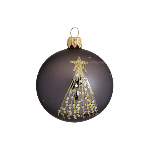 Visuel 1 du produit Suspension boule décorative coloris gris en verre graphique - Ø 7 cm