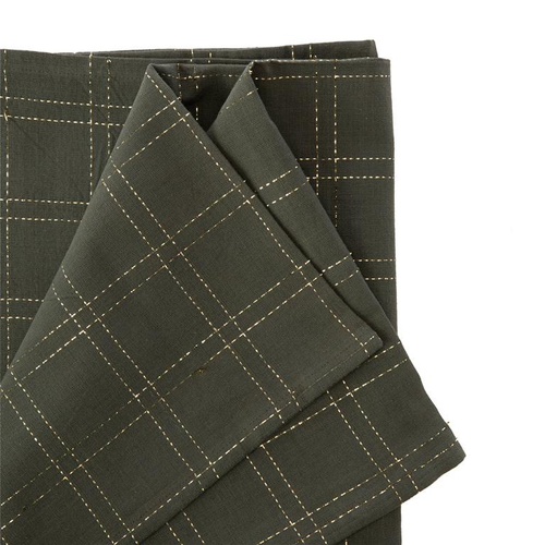 Visuel 2 du produit Nappe à carreaux en coton vert sapin et fils dorés - 250 x 150 cm