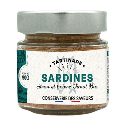 Visuel 1 du produit Tartinade bio de sardines au citron et poivre de Timut Conserverie des Saveurs - 90 g