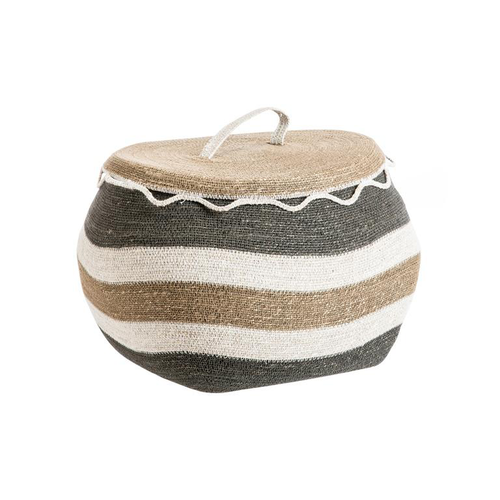 Visuel 1 du produit Panière multicolore avec couvercle en osier grand modèle - 46 x 46 x 30 cm