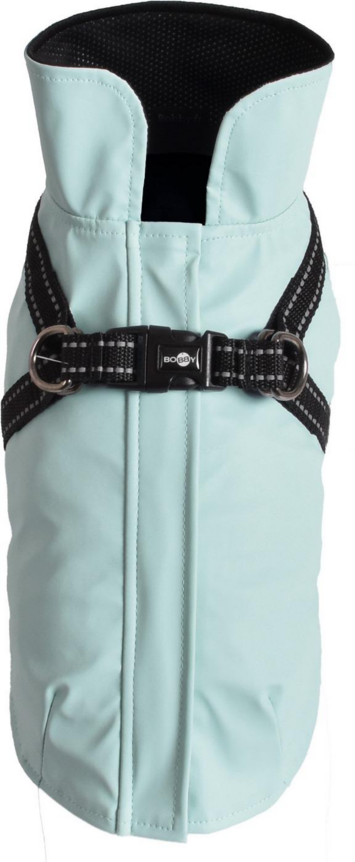 Visuel 1 du produit Manteau pour chien en néoprène coloris bleu harnais intégré Bobby Tom - Taille 56XL