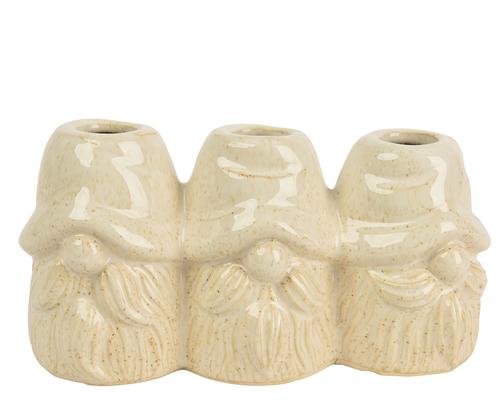 Visuel 1 du produit Soliflore 3 tiges forme lutins en porcelaine crème - 19,5 x 7,5 x 9,5 cm