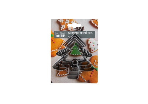 Visuel 1 du produit Ensemble de 5 emporte-pièces forme sapin en inox argent - les 3 pièces