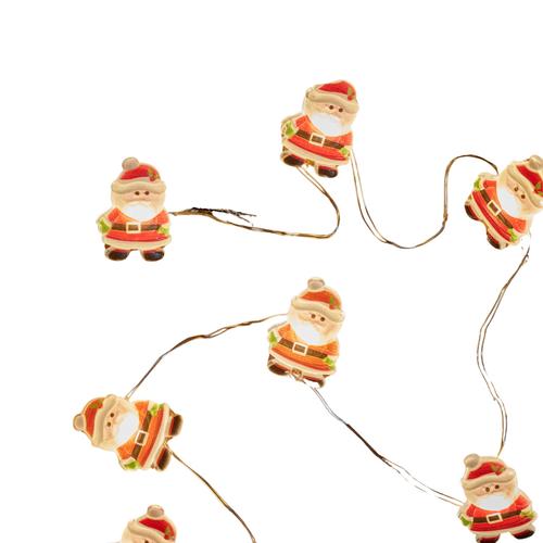 Visuel 1 du produit Guirlande lumineuse Père Noël coloris rouge LED blanc chaud à piles intérieur - L 1,90 m