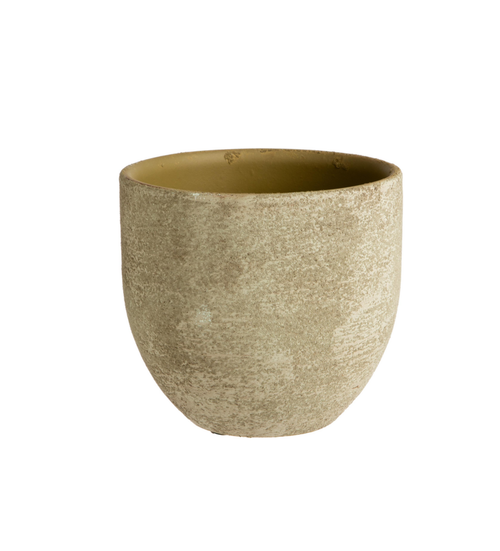 Visuel 1 du produit Cache-pot en céramique coloris vert Sandy - Ø 14 x H 13 cm