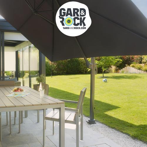 Capture vidéo du produit Pied amovible parasol déporté fixation universelle coloris gris en aluminium Gard&Rock - 17 x 17 x 18 cm