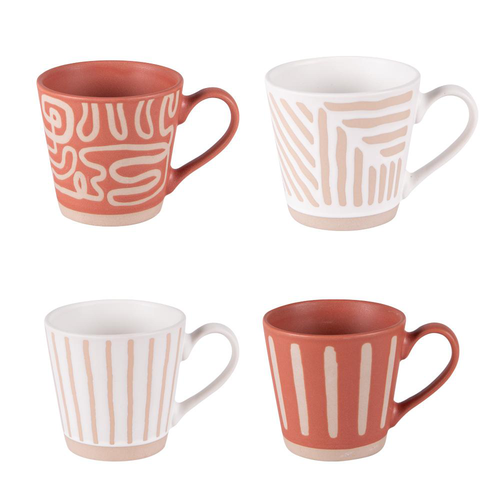 Visuel 1 du produit Tasses en grès coloris beige et terre cuite coffret Diwali - 4 x 14 cl