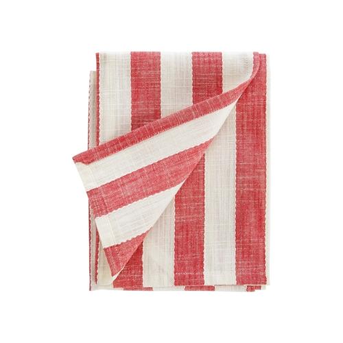 Visuel 1 du produit Torchon en coton rayé crème et rouge - 70 x 50 cm