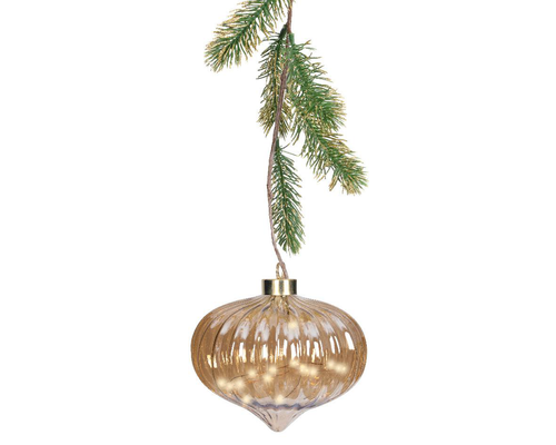 Visuel 1 du produit Boule oignon lumineuse ambre avec 15 micro LED blanc orangé - Ø 20 x H 21 cm