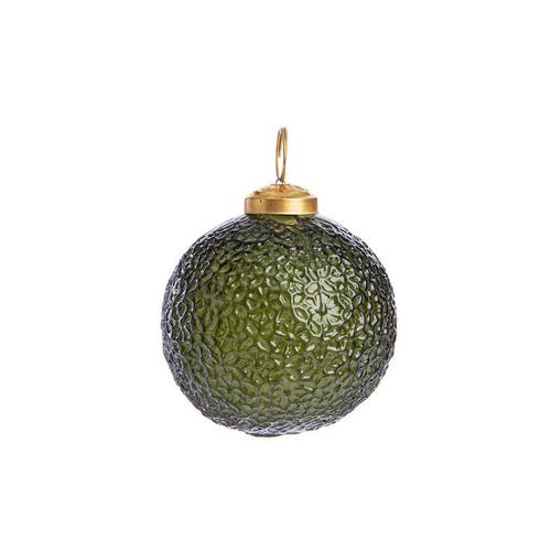 Visuel 1 du produit Suspension boule texturée coloris vert en verre - 7,5 x 7,5 cm