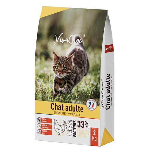 Visuel 1 du produit Croquettes pour chat adulte stérilisé au poulet VivaCroc – 2 kg