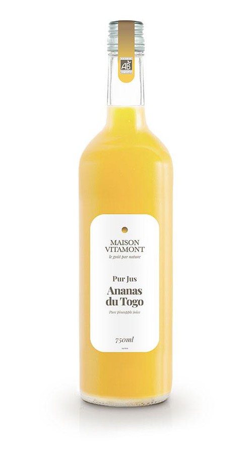 Visuel 1 du produit Pur jus ananas du Togo bio Vitamont – 75 cl