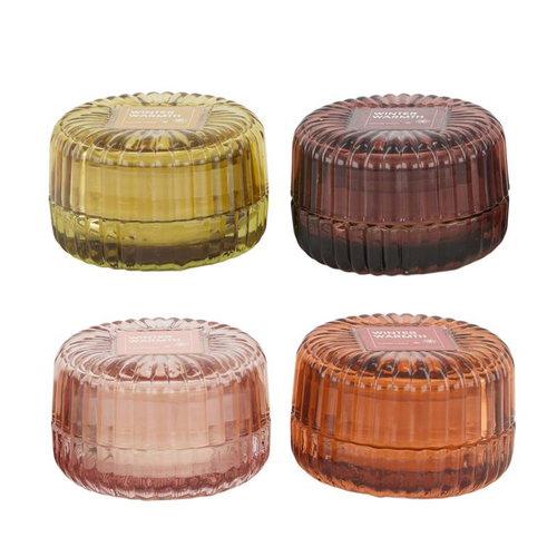 Visuel 1 du produit Bougie parfumée à la vanille dans boîte en verre coloré - Ø 8,3 x H 5,5 cm