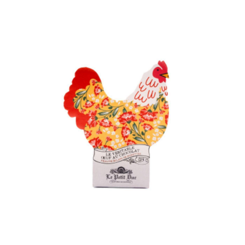 Visuel 3 du produit Véritable œuf coquille au chocolat praliné avec éclats de noisettes dans étui forme poule Le Petit Duc - 50 g