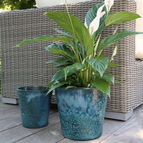 Visuel 1 du produit Pot Odyssée Blue Wave en terre émaillée Poterie d’Albi - Ø 23 x 21 cm