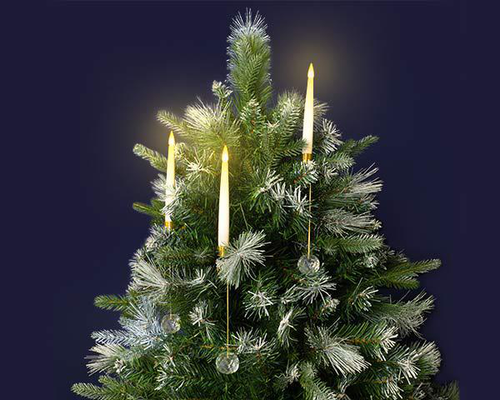 Visuel 1 du produit Ensemble de 10 bougies à LED blanc chaud animées effet flamme sur piles avec télécommande - Ø 1,5 x H 15,5 cm