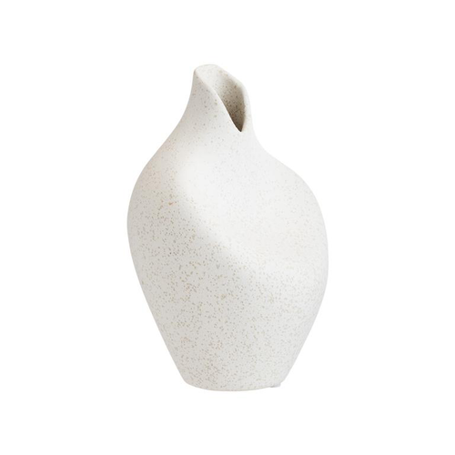 Visuel 1 du produit Vase blanc en grès décor organic petit modèle - 11 x 11 x 18 cm
