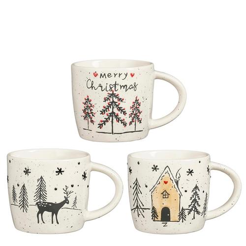 Visuel 1 du produit Mug en grès blanc avec motif paysage de Noël Mateo - 14 x 10 x 9 cm