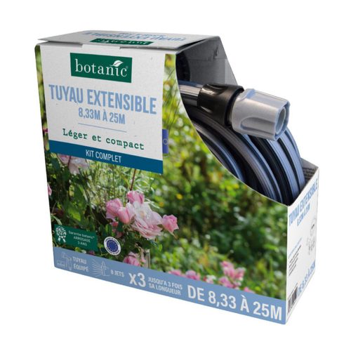 Visuel 1 du produit Tuyau extensible de 8,33 m à 25 m botanic® - Kit complet léger compact et équipé