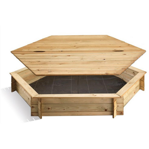 Visuel 1 du produit Bac à sable hexagonal avec couvercle - 180 x 180 x 25 cm