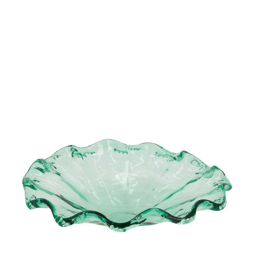 Visuel 1 du produit Coupe ronde en verre recyclé transparent à bord corolle - Ø 32 x H 9 cm