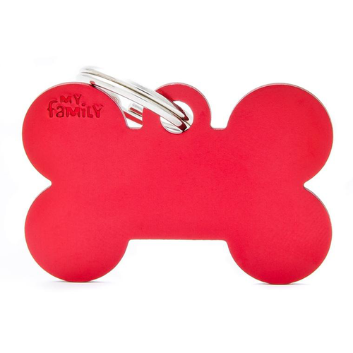Visuel 1 du produit Médaille basic grand os pour chien en aluminium rouge