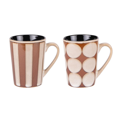 Visuel 1 du produit Coffret 2 mugs en grès beige et marron Shelby - 55 cl