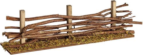 Visuel 1 du produit Lot de 2 clôtures pour crèche ou village de Noël coloris marron en bois - L 21 cm