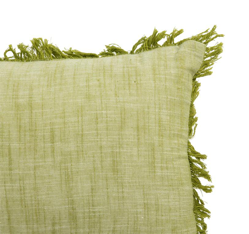 Visuel 2 du produit Le coussin frangé coloris beige en coton - 30 x 50 cm