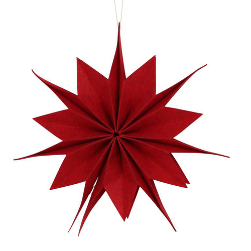 Visuel 1 du produit Décoration à suspendre forme étoile en feutrine rouge - Ø 40 cm