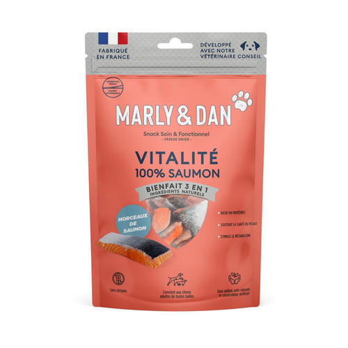 Visuel 1 du produit Friandises pour chien 100 % saumon Marly & Dan Vitalité - 50g