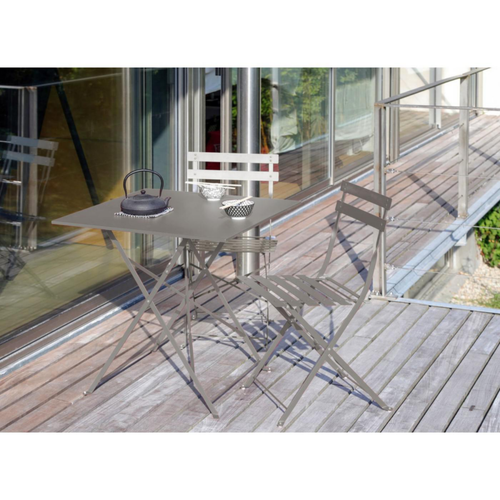 Visuel 2 du produit Guéridon carré mastic en acier Proloisirs Cuba - 70 x 70 cm