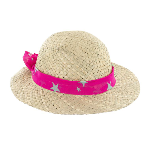 Visuel 1 du produit Chapeau de paille enfant Stella avec ruban rose taille 54 Ø 25 cm