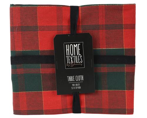 Visuel 1 du produit Nappe en coton à décor tartan rouge et vert - 180 x 140 cm