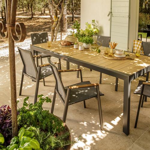 Visuel 13 du produit Table Calla avec allonges naturel coloris bois en aluminium - 160/240 x 100 cm