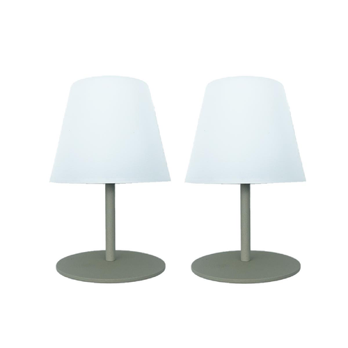 Visuel 1 du produit Lot de 2 lampes IP54 coloris vert effet blanc chaud en métal Batimex - Ø 10 x 16 cm