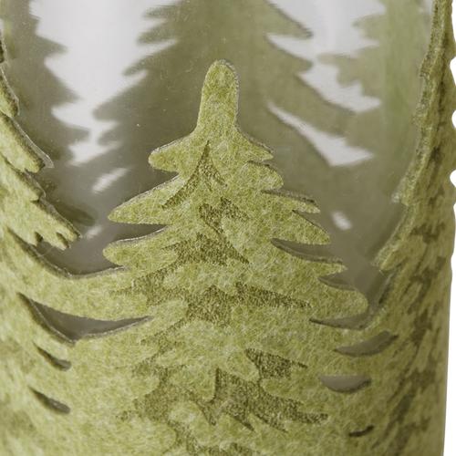 Visuel 2 du produit Photophore en verre avec décor en polyester vert forme sapin Foresty - Ø 8,5 x H 12 cm